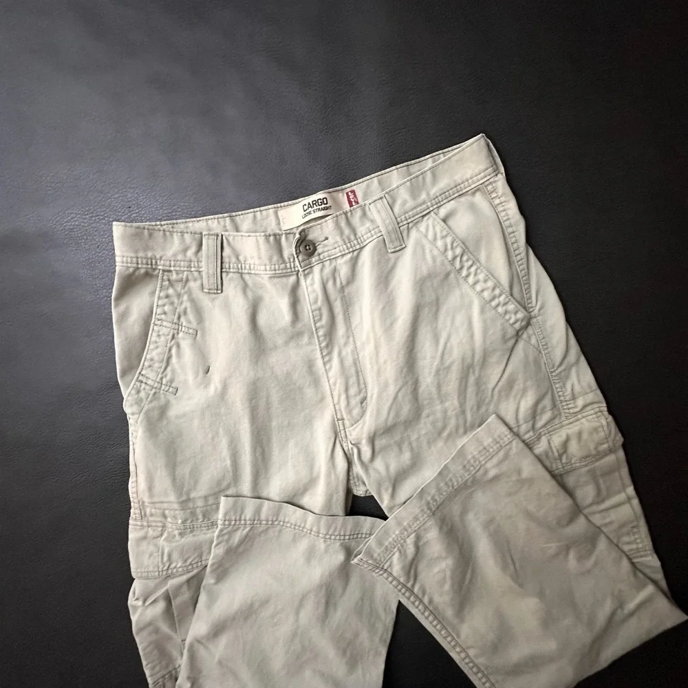Vtg Levis Khaki Cargo Pants Mens 34x32 Beige Loose Baggy Straight Y2k Skate